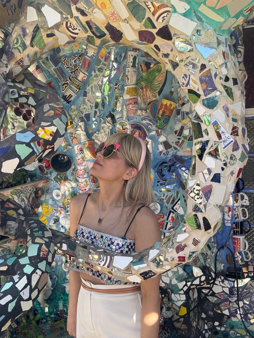 Editorial portrait, mosaic wall