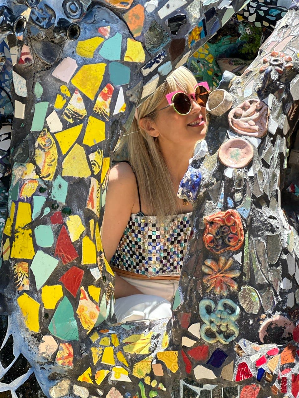 Editorial portrait, mosaic wall
